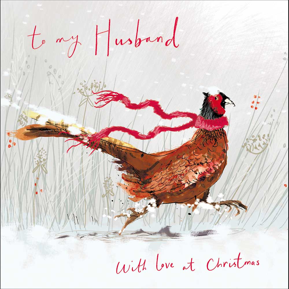 Pheasant In A Scarf Husband Christmas Card by penny black
