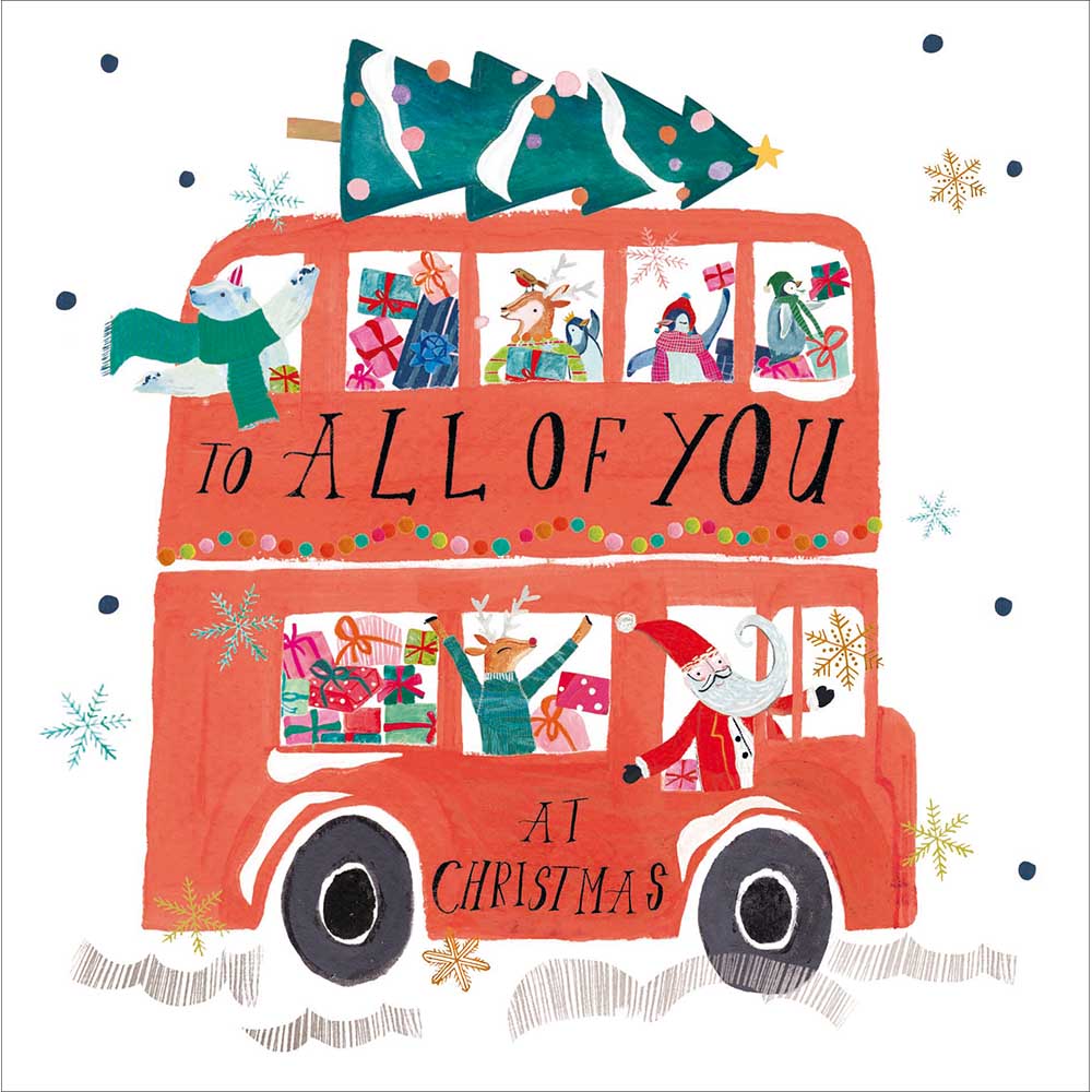 Animals On The Bus All Of You Christmas Card by penny black