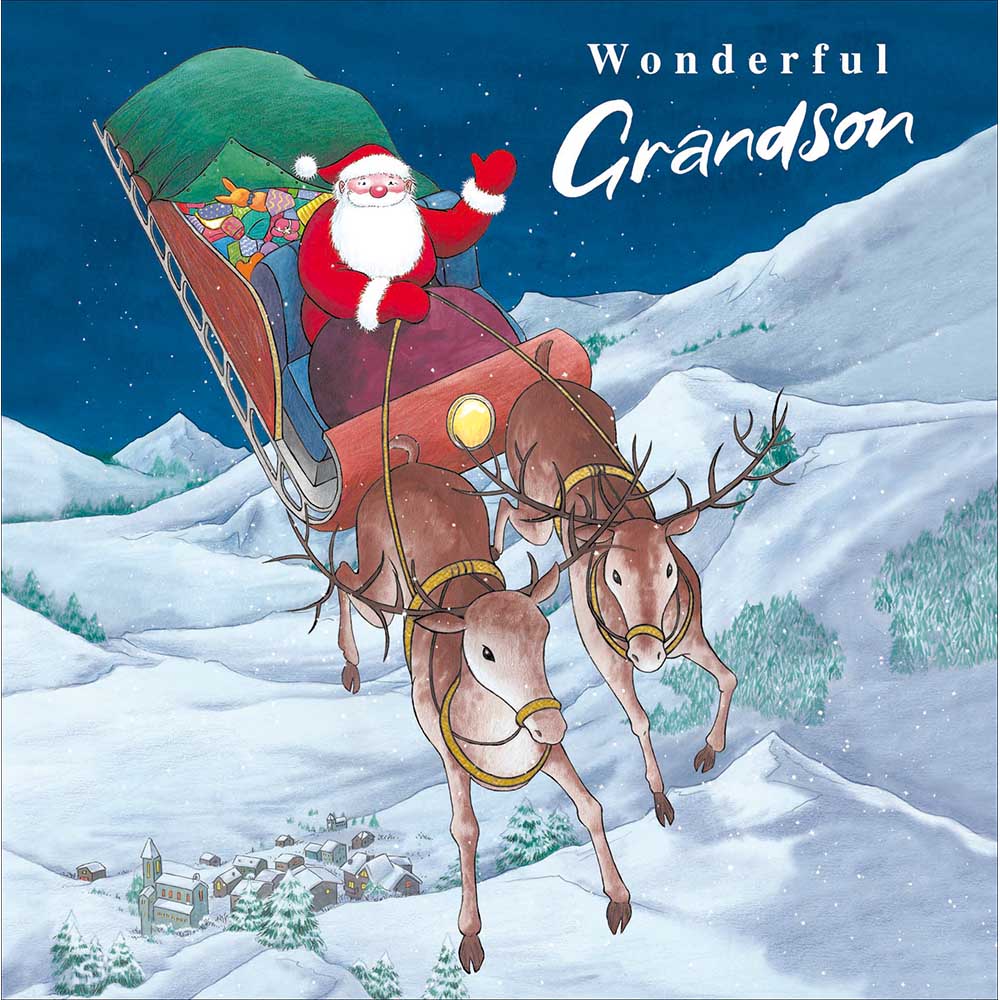 Raymond Briggs Sleigh With Reindeers Grandson Christmas Card by penny black