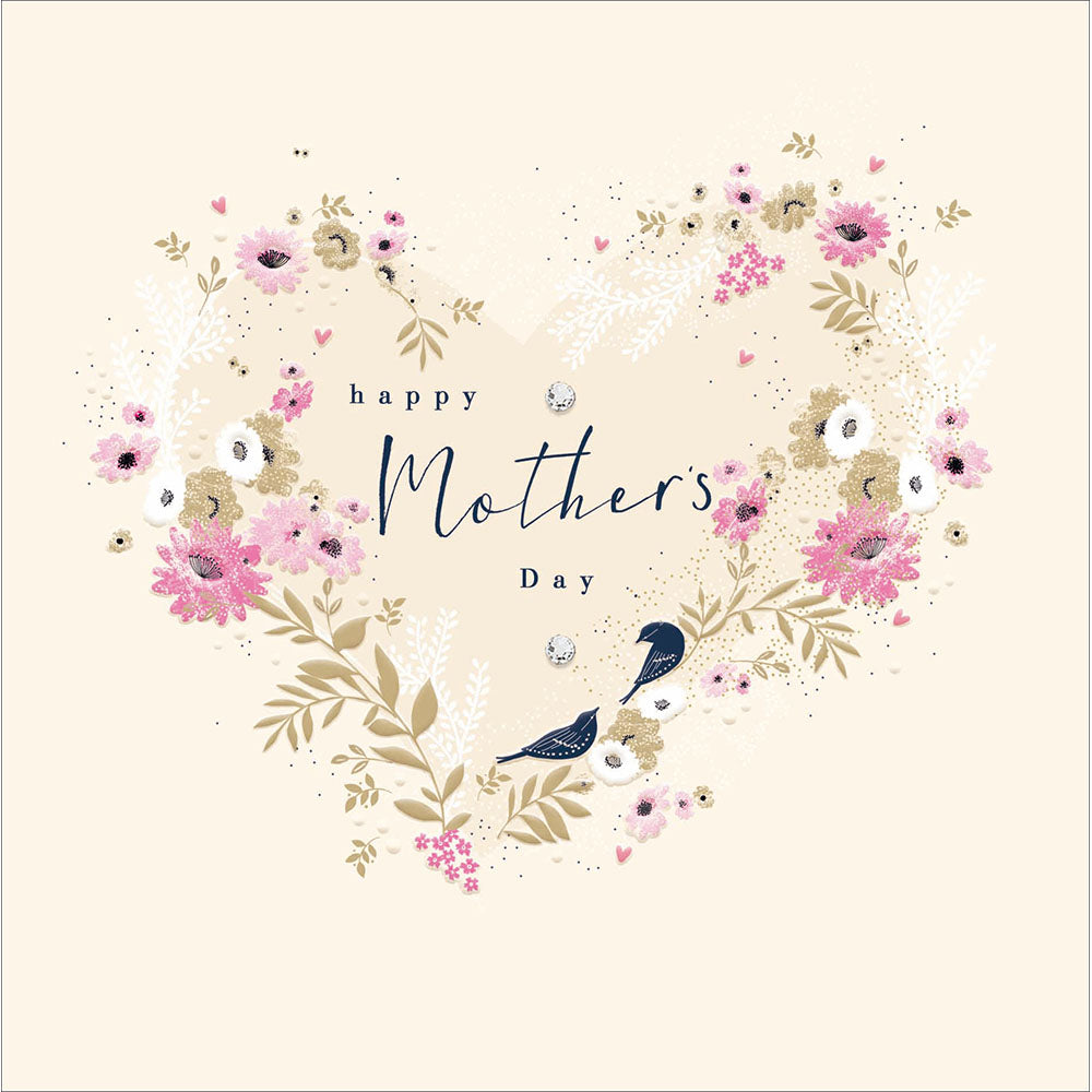 Foliage Heart And Flowers Embellished Mother&#39;s Day Card by Penny Black