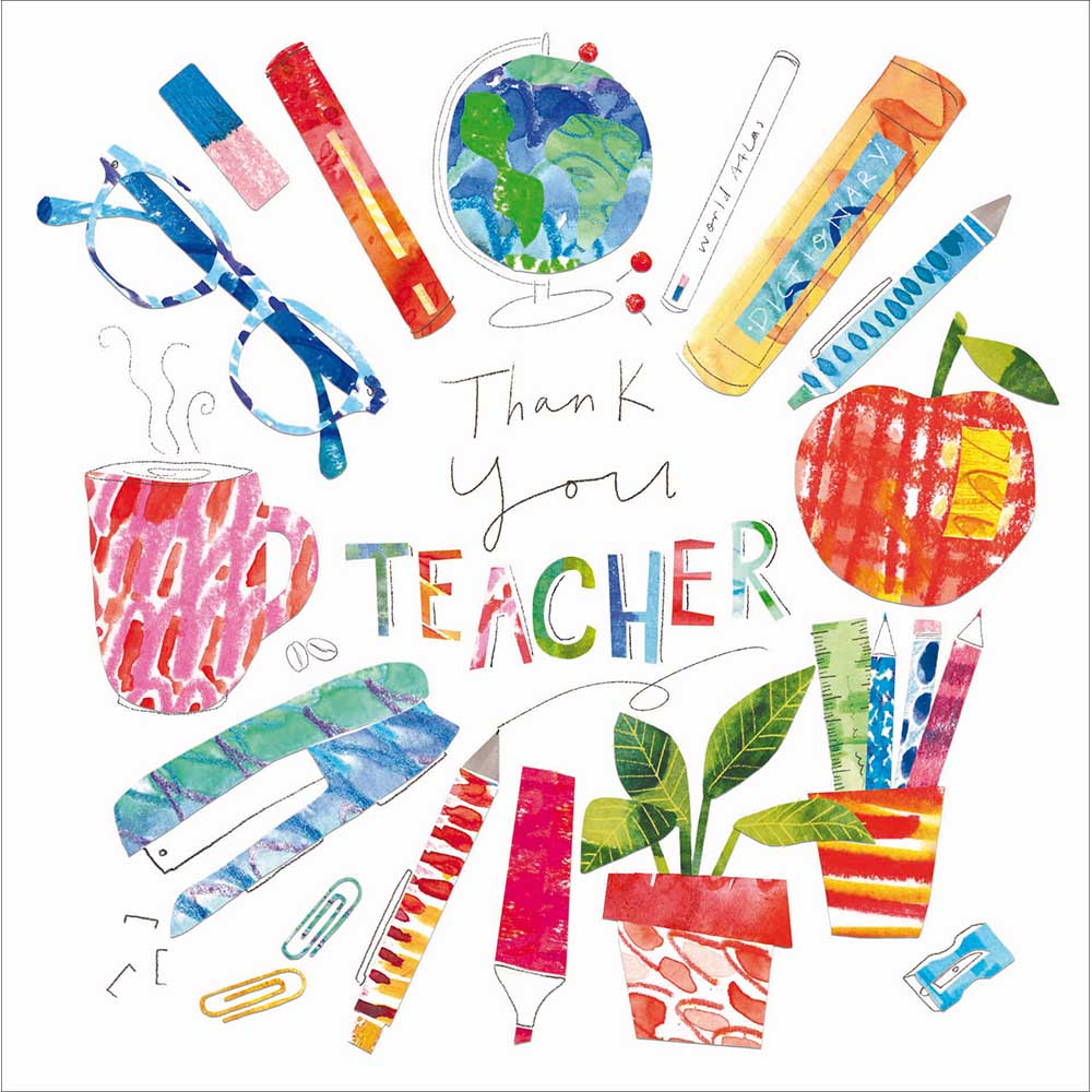 Colourful Stationery Thank You Teacher Card By Penny Black