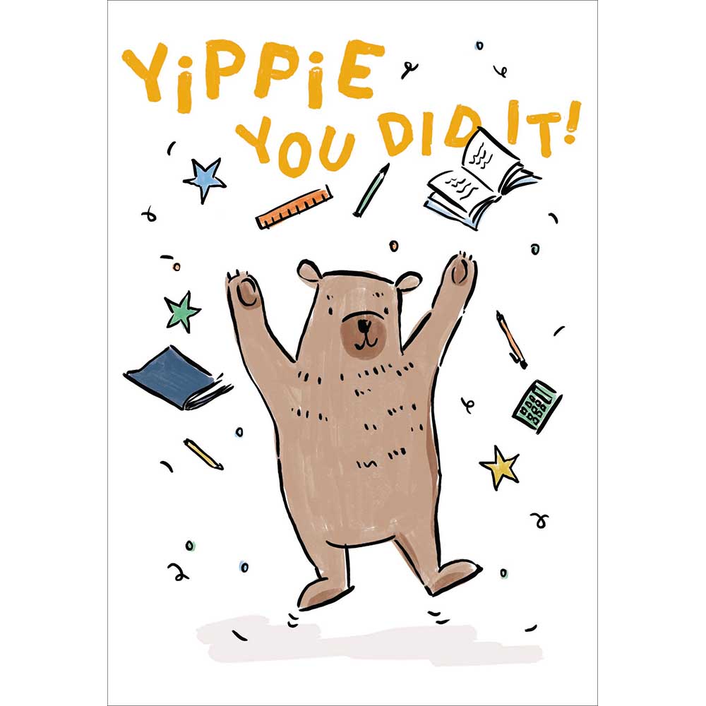 Brown Bear Yippie You Did It Exam Congratulations Card By Penny Black