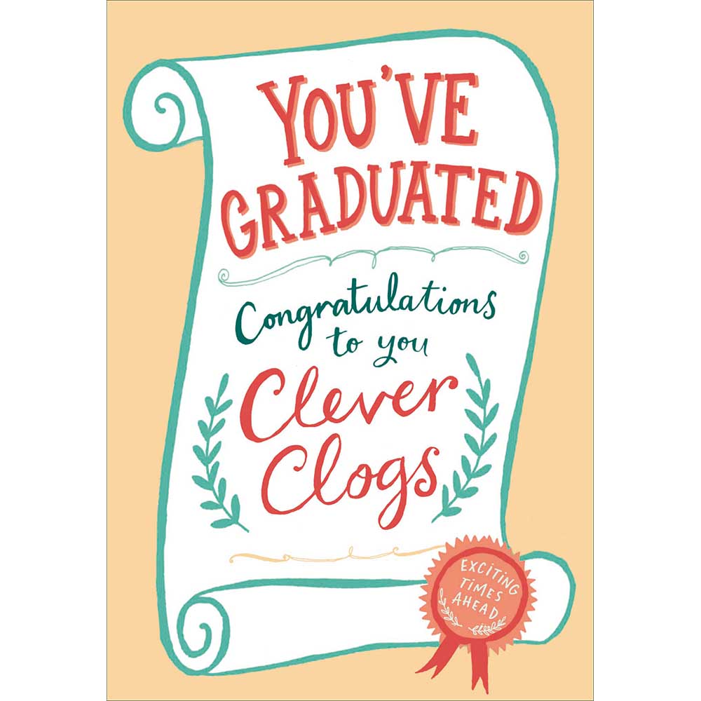 Exciting Times Ahead Clever Clogs Graduation Card By Penny Black