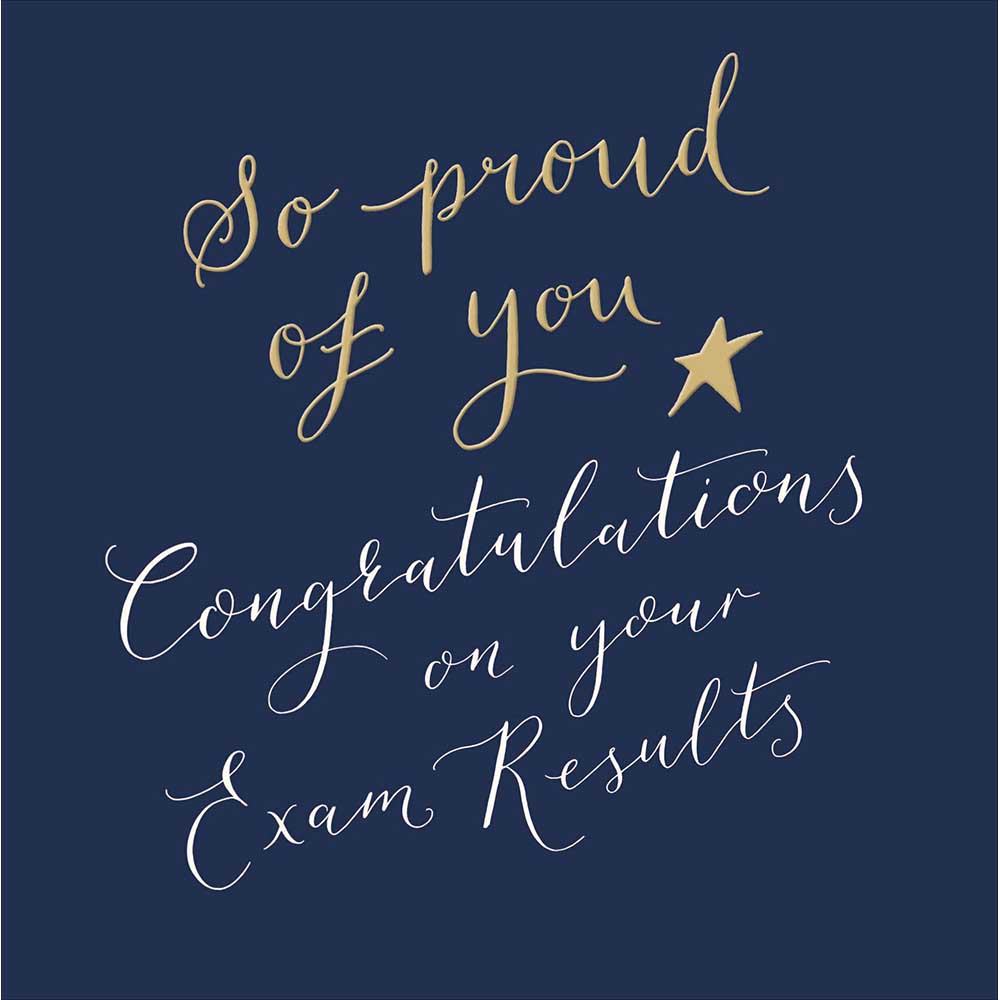 So Proud of You Calligraphy Exam Congrats Card in blue by penny black
