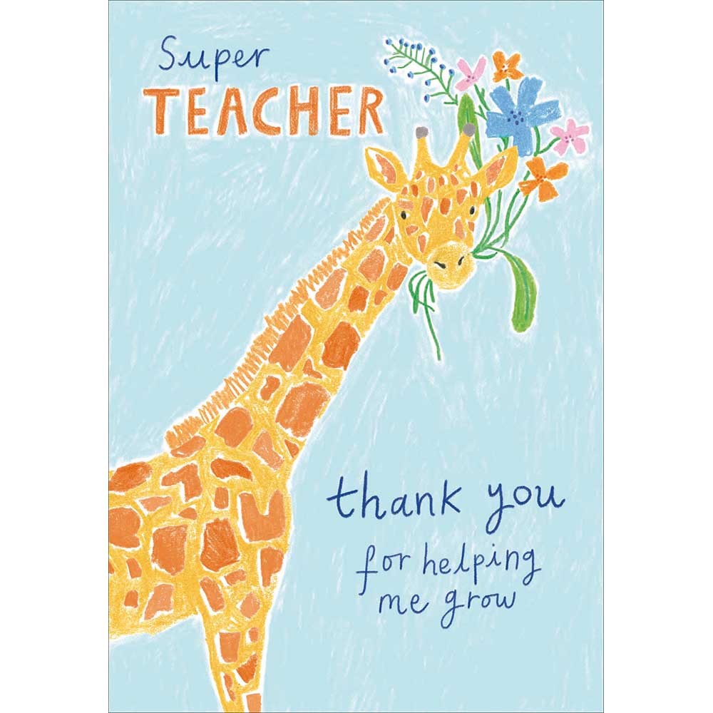Helping Me Grow Giraffe Thank You Teacher Card by penny black