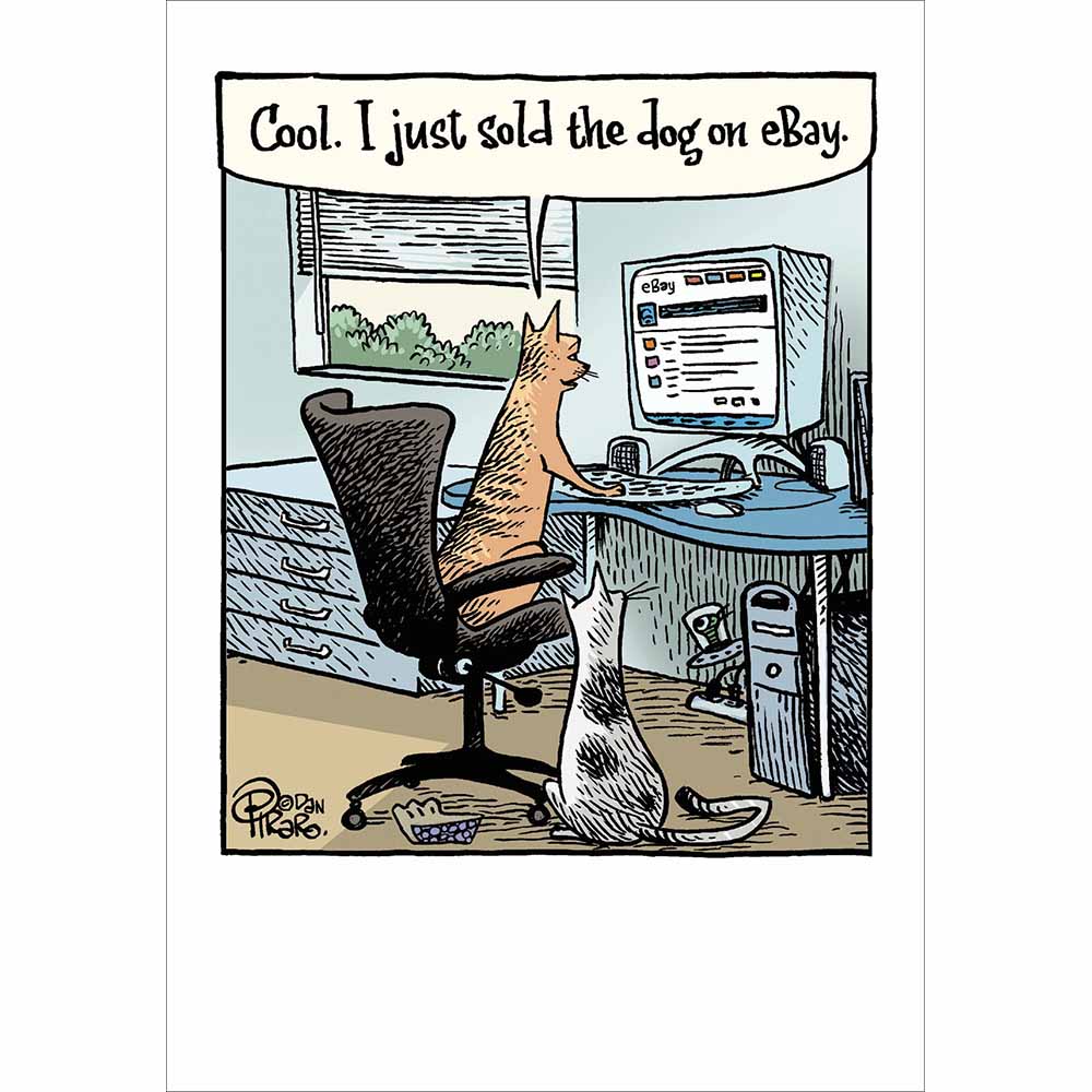 Sold Dog On Ebay Cat Funny Card from Penny Black