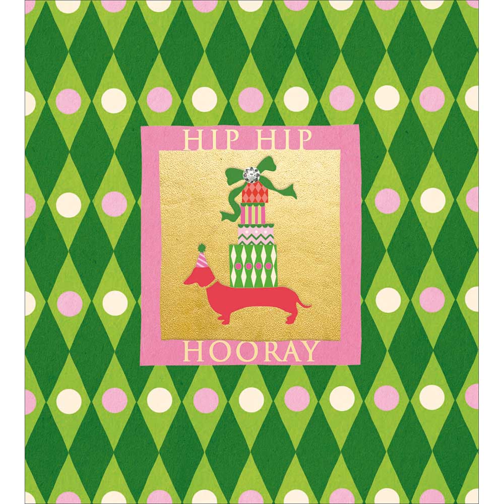 Retro Sausage Dog With Gifts Birthday Card at Penny Black