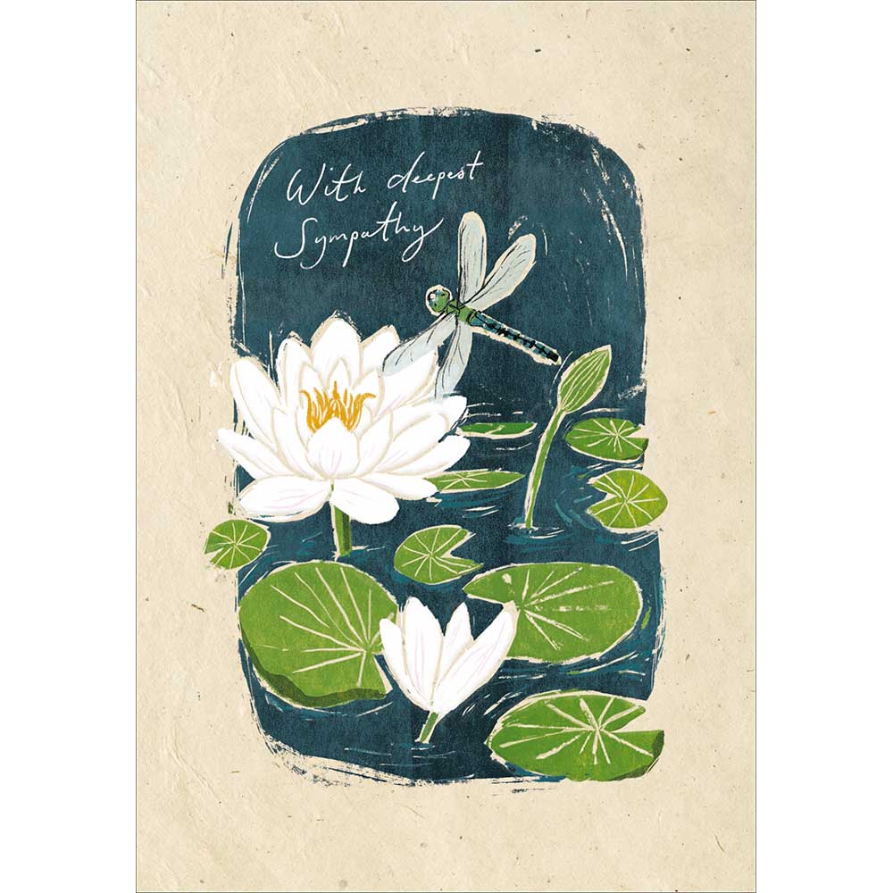 Dragonfly & Lily Pad Deepest Sympathy Condolence Card at Penny Black