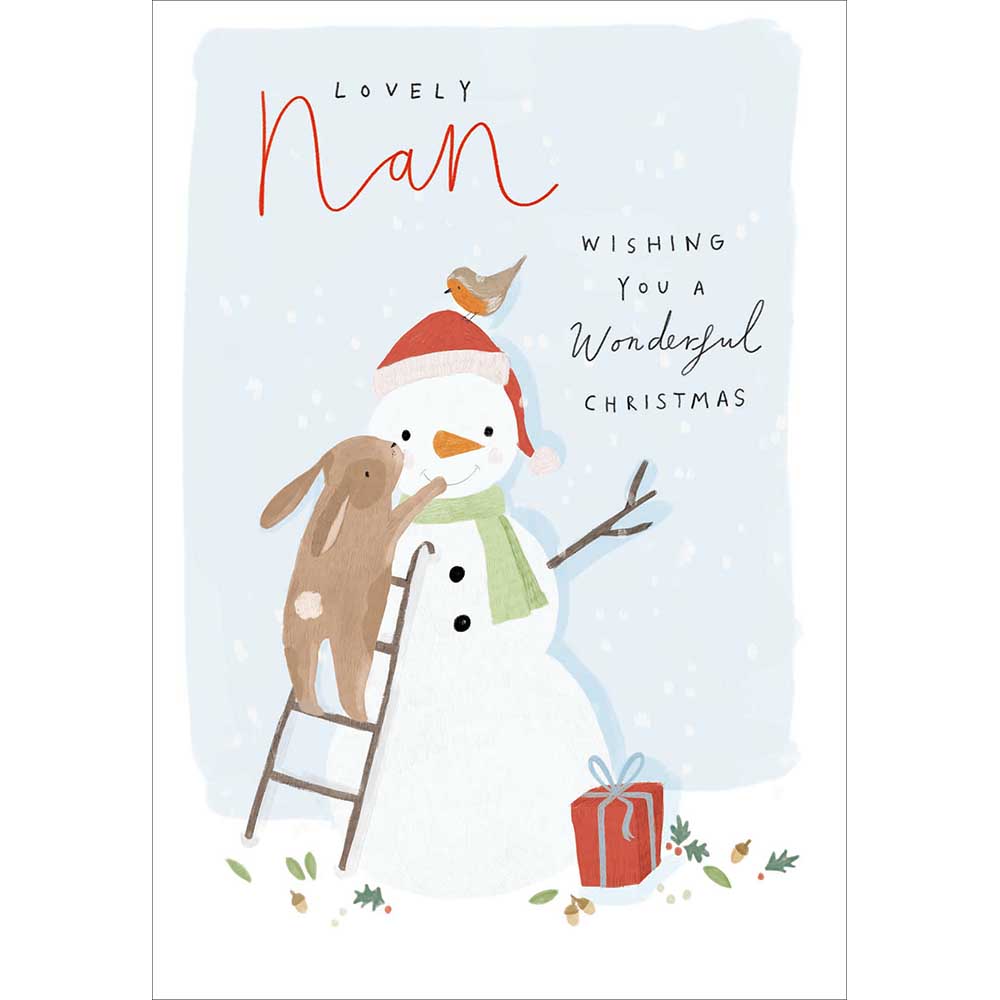 Bunny Snowman Lovely Nan Christmas Card by penny black