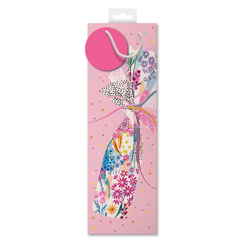 Floral Collage Pink Bottle Gift Bag By Penny Black