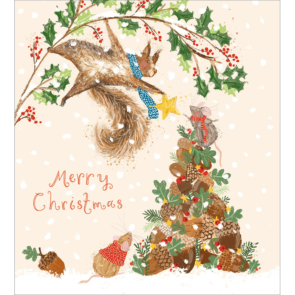 Festive Acorn Tree Charity Christmas Card 5 Pack by penny black