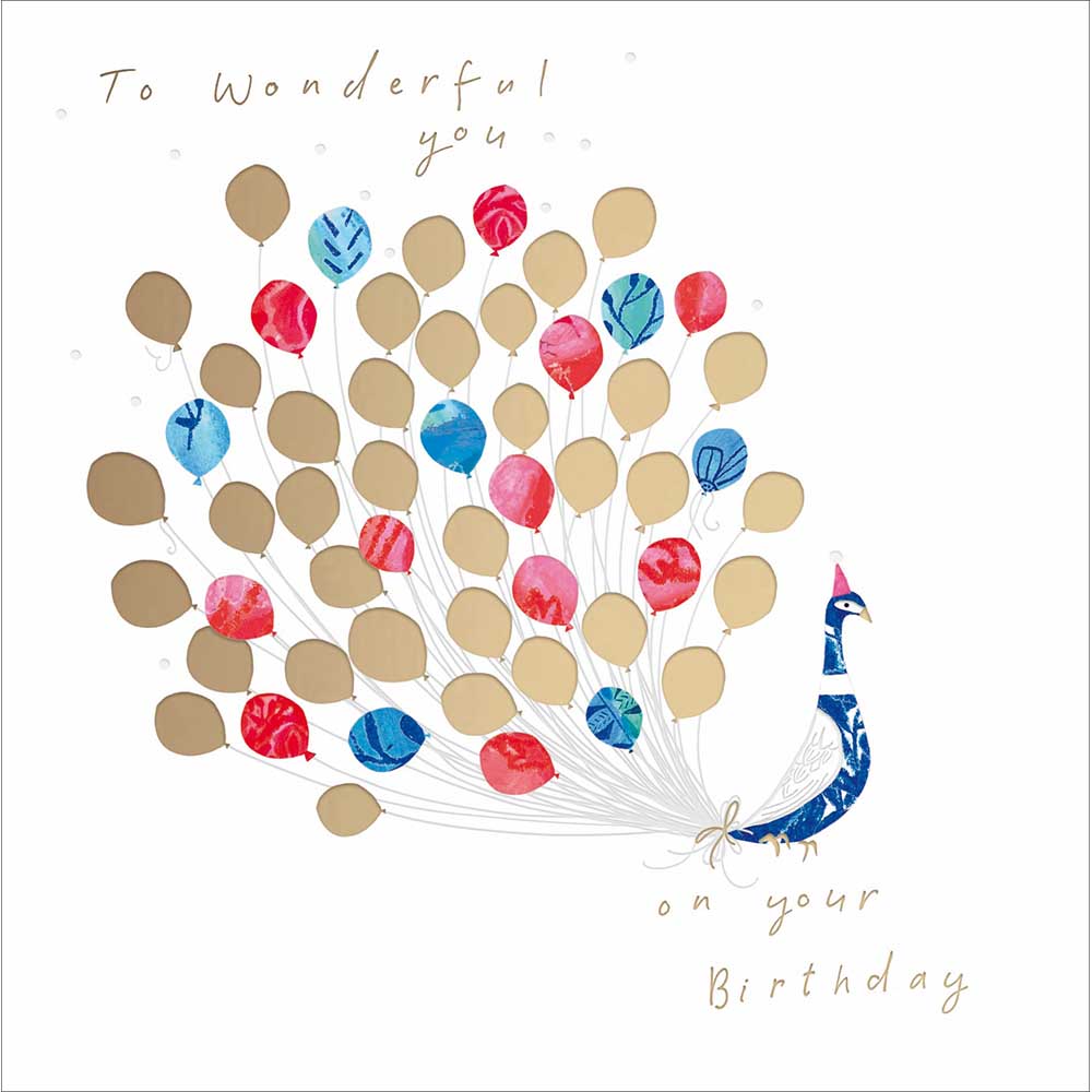 Wonderful You Fancy Peacock Balloon Tail Birthday Card from Penny Black