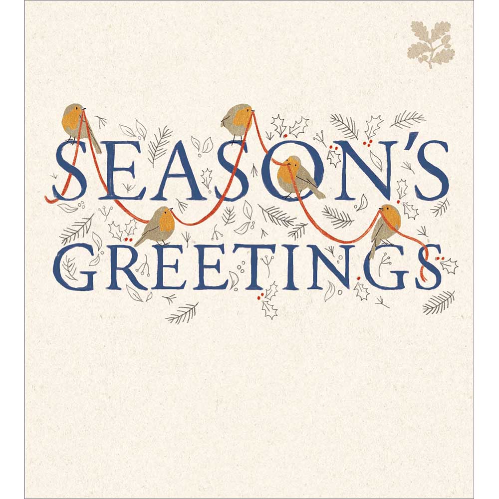 Robin Ribbon Season's Greetings Charity Christmas Card 5 Pack by penny black