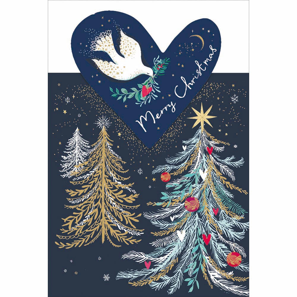 Dove Branch Folk Heart Christmas Card by penny black