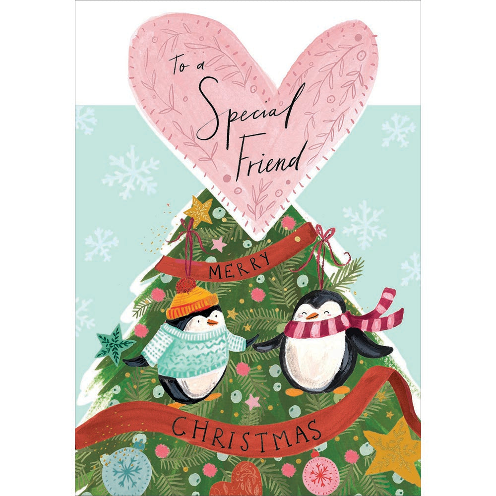 Penguins In Scarves Special Friend Christmas Card by penny black