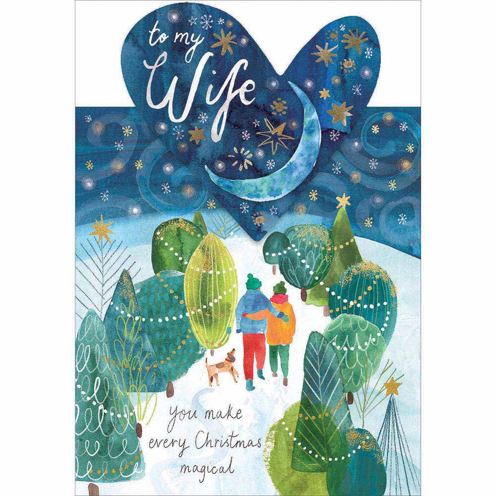 Walk In The Woods Wonderful Wife Christmas Card by penny black