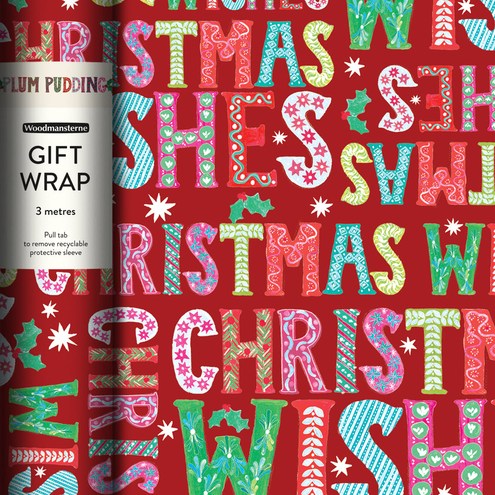 Plum Pudding Christmas Gift Wrapping Paper 3m by penny black