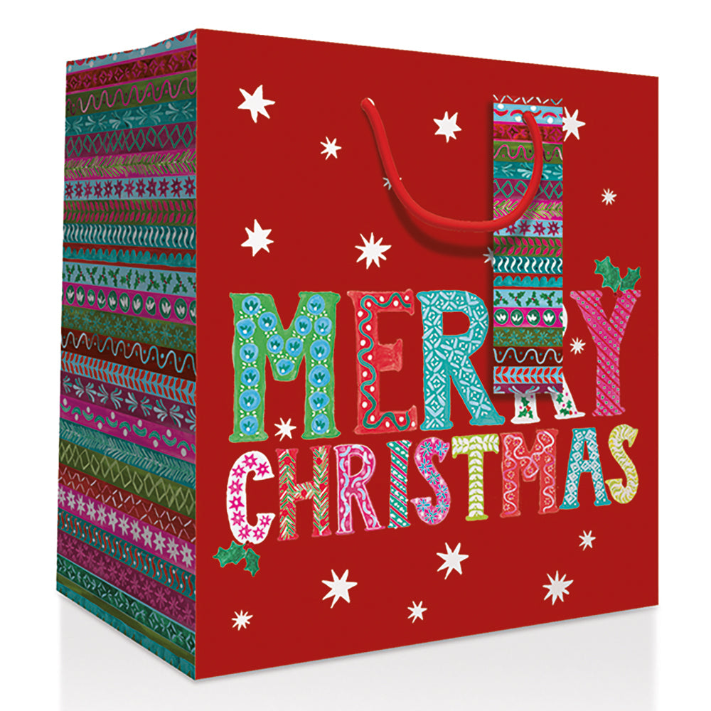 Plum Pudding Medium Christmas Gift Bag by penny black - side view