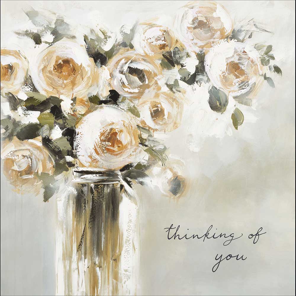 Abstract White Roses Thinking Of You Card at Penny Black