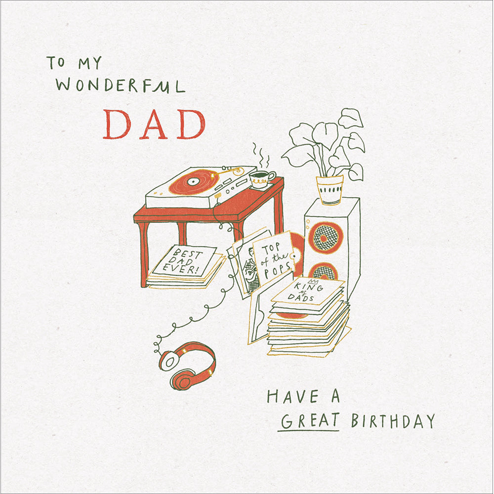 Record Player My Wonderful Dad Birthday Card from Penny Black