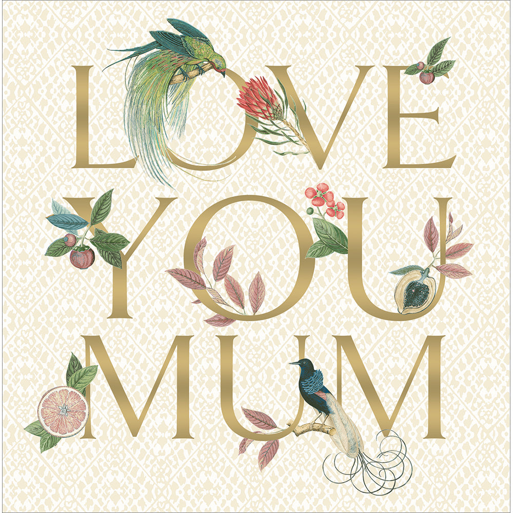 Love You Mum Fancy Birds Mother's Day Card By Penny Black