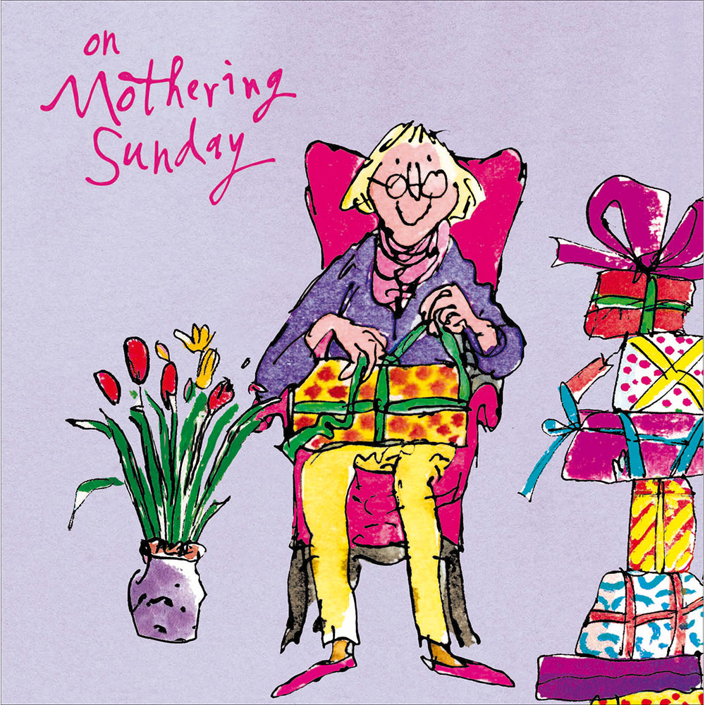 Quentin Blake Opening Gifts On Mothering Sunday Card By Penny Black