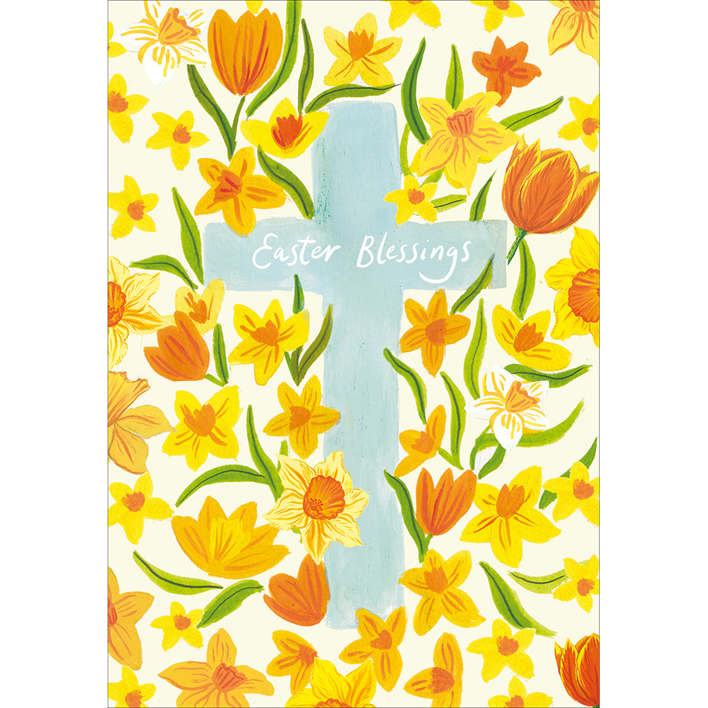 Cross Surrounded By Spring Flowers Easter Blessings Card By Penny Black