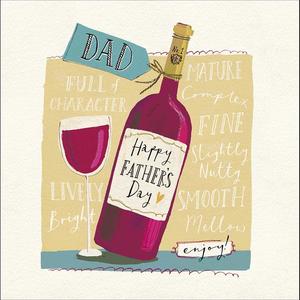 Red Wine Bottle And Glass Father's Day Card By Penny Black