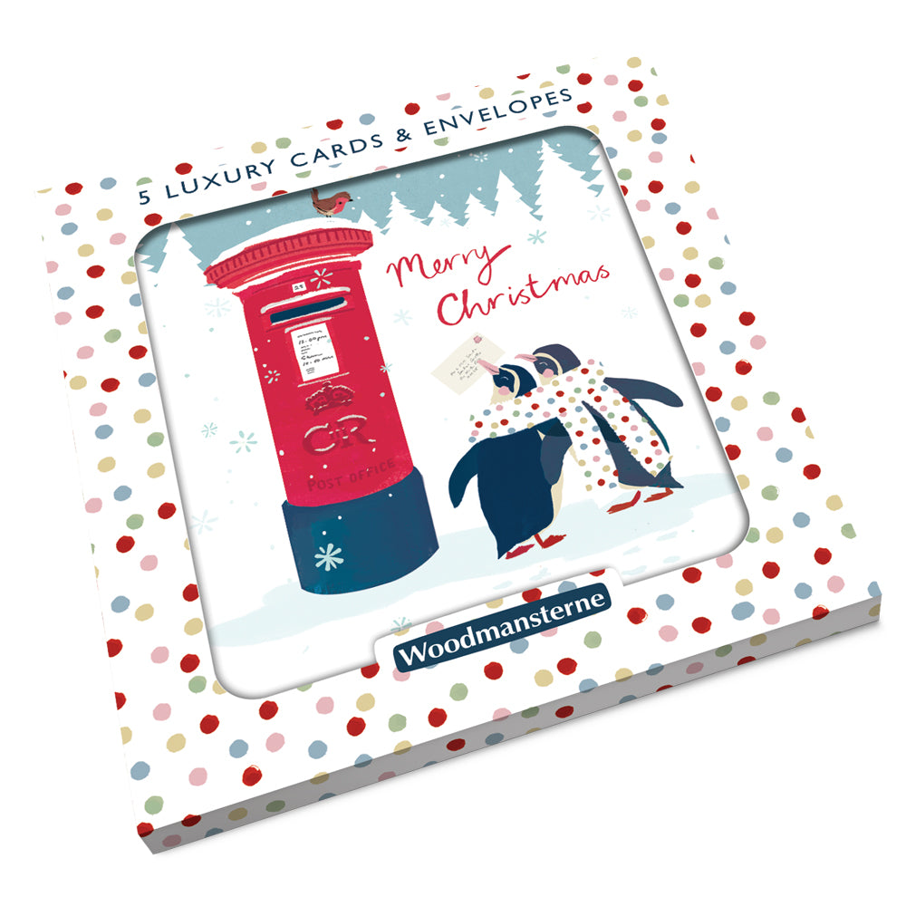 Postbox Penguins Luxury Christmas Card 5 Pack by penny black