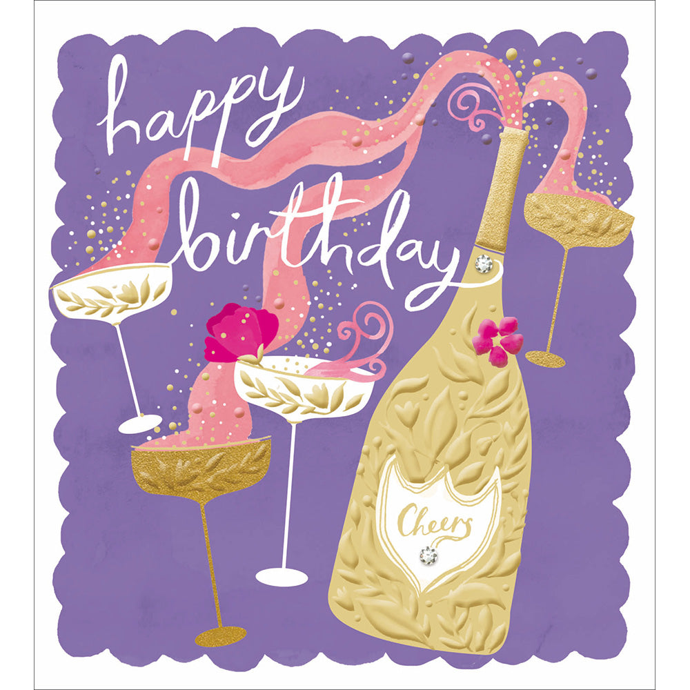 Golden Embossed Champers Bottle Birthday Card from Penny Black