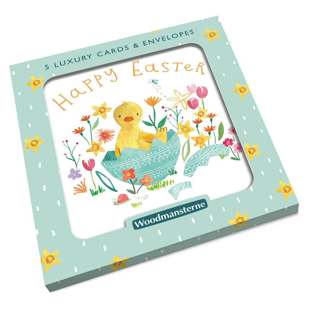 Yellow Chick In Green Egg Pack of 5 Easter Cards & Envelopes By Penny Black