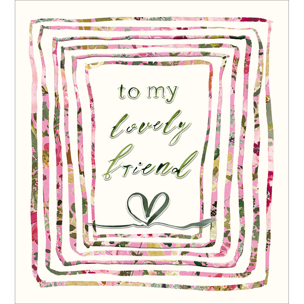 Floral Collage Borders Lovely Friend Birthday Card from Penny Black