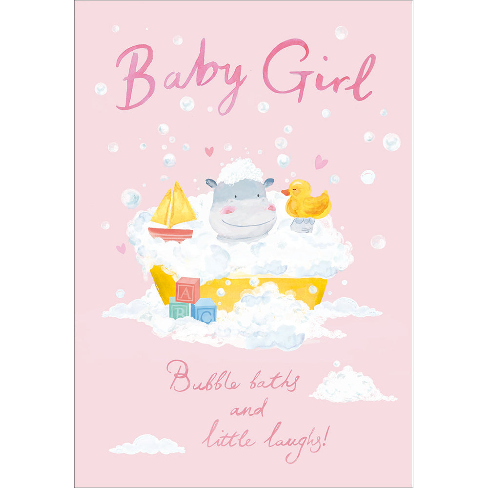 Bubble Baths And Little Laughs New Baby Girl Card from Penny Black