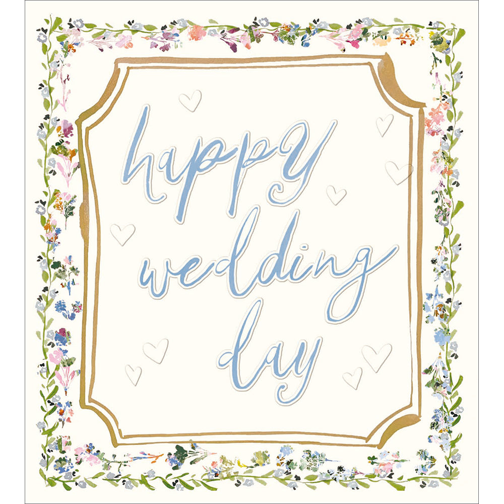 Blue Script Floral Wedding Day Card By Penny Black