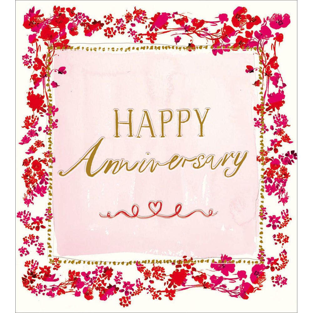 Red &amp; Pink Floral Happy Anniversary Card By Penny Black