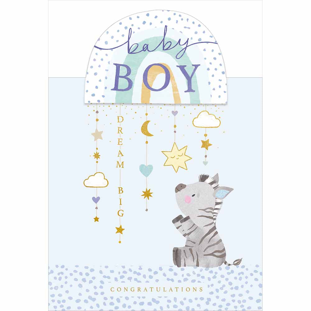 New Baby Boy Zebra Mobile Card By Penny Black