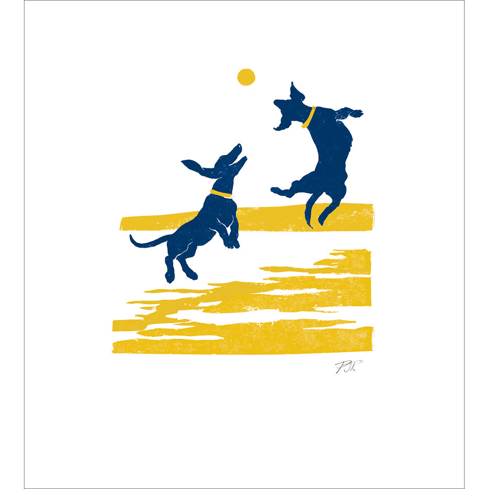 Beach Buddies Jumping Dogs Art Card from Penny Black