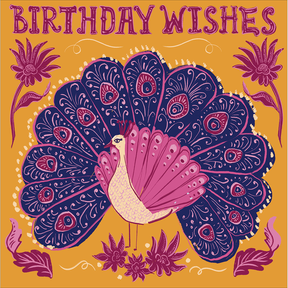 Purple Retro Peacock Birthday Card from Penny Black