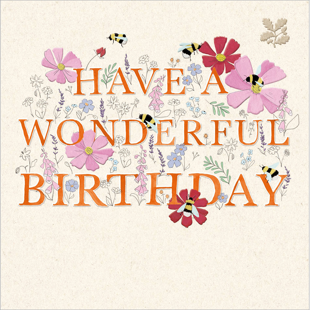 Pink Flowers Bumblebees Emma Bridgewater Birthday Card from Penny Black