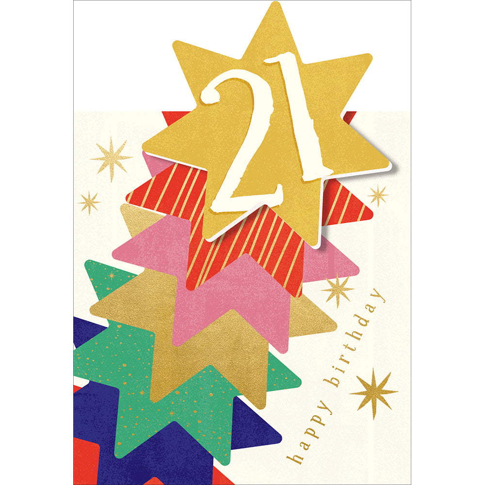 Golden Star Burst 21st Birthday Card from Penny Black