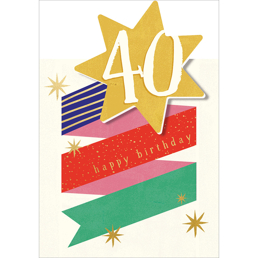 Gold Star Burst 40th Birthday Card from Penny Black