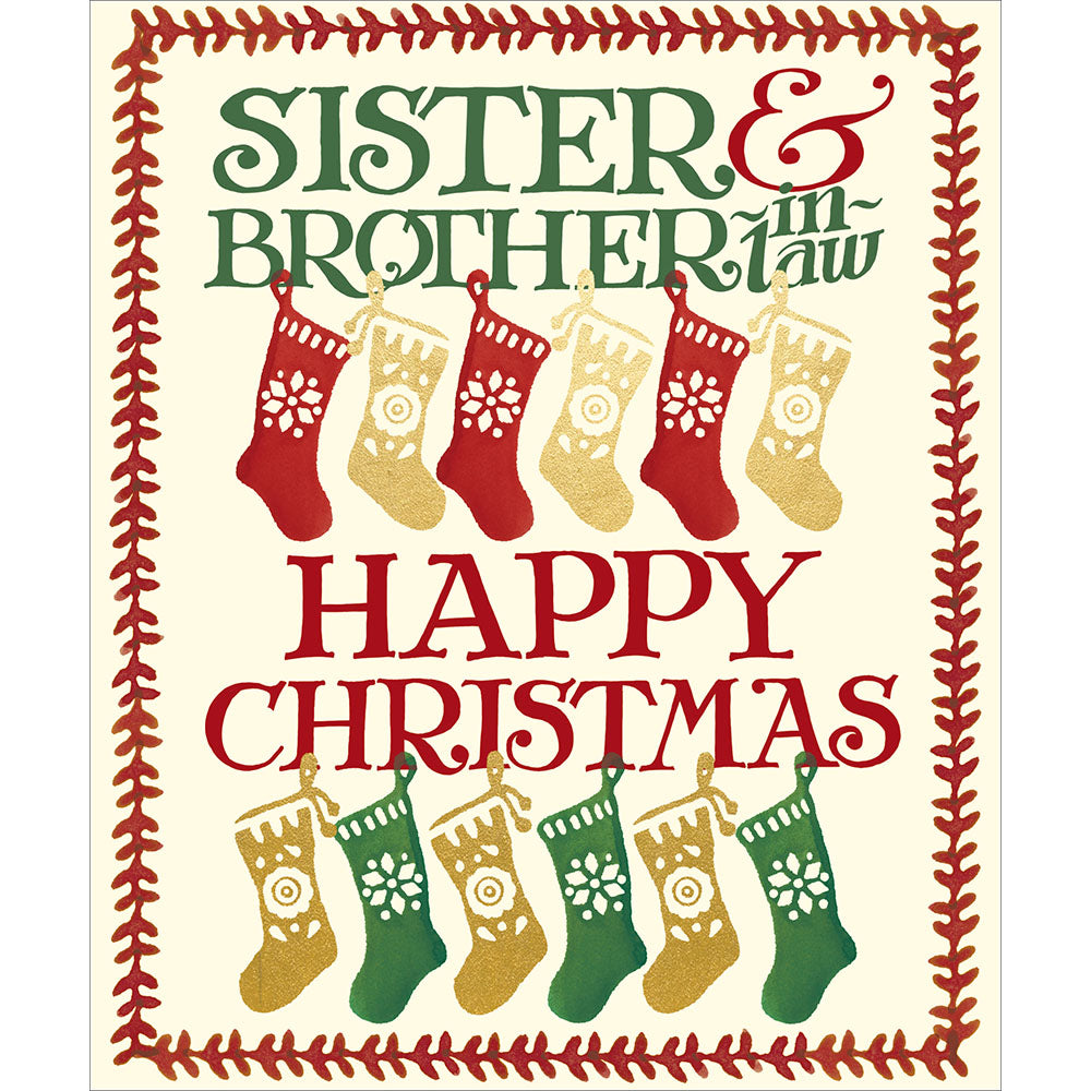 Emma Bridgewater Stocking Up The Christmas Cheer Sister & Brother In Law Card By Penny Black