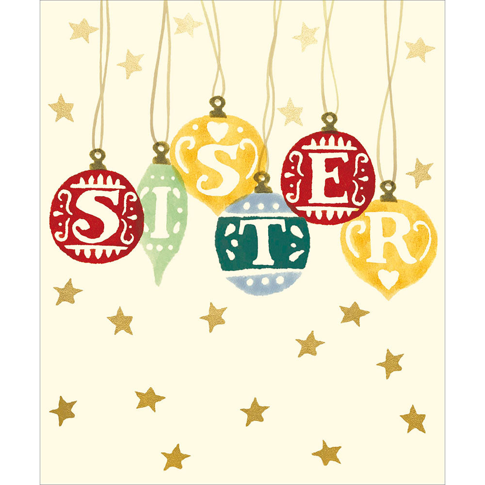 Emma Bridgewater Jingle Baubles Sister Christmas Card By Penny Black