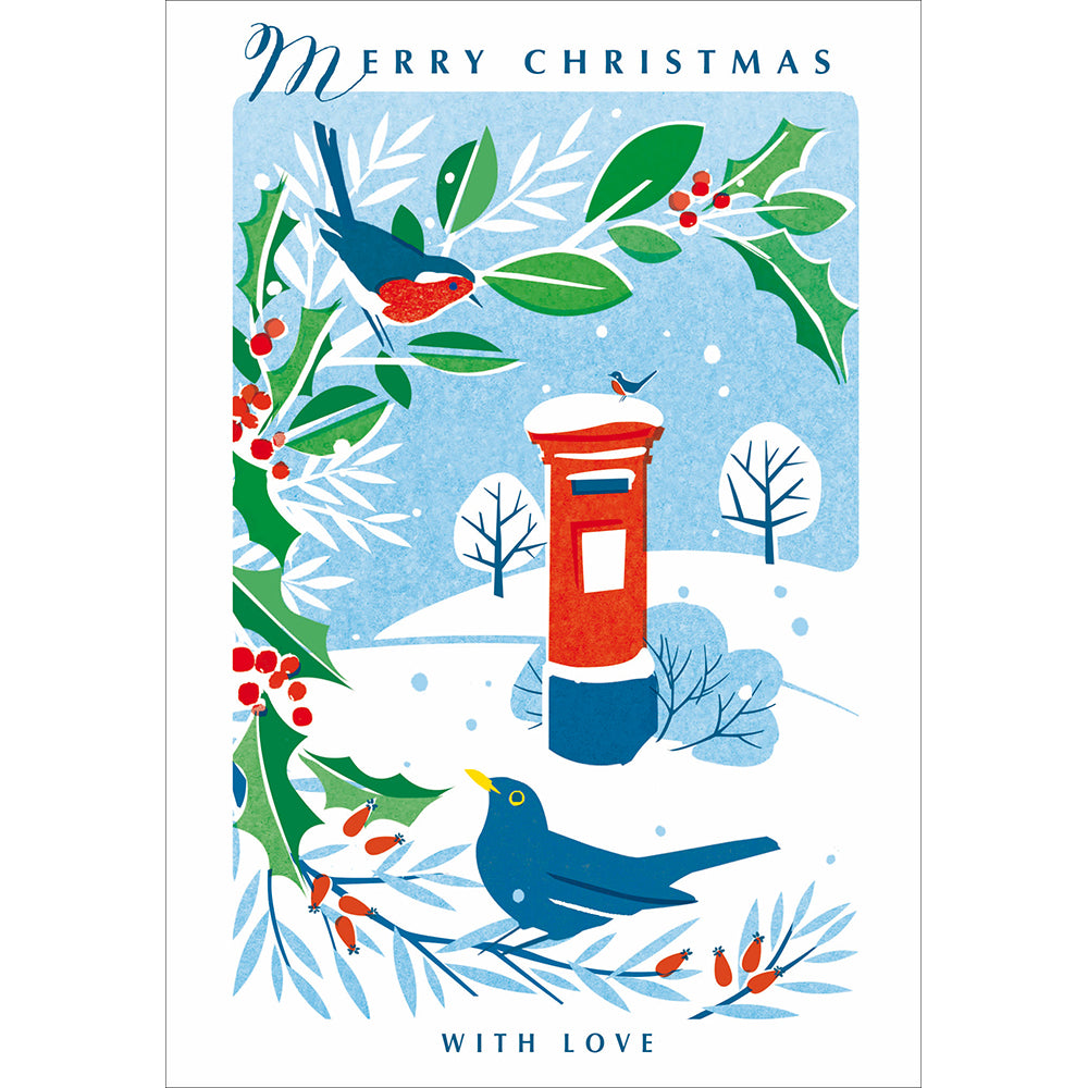 Christmas Post Box With Love Retro Card By Penny Black