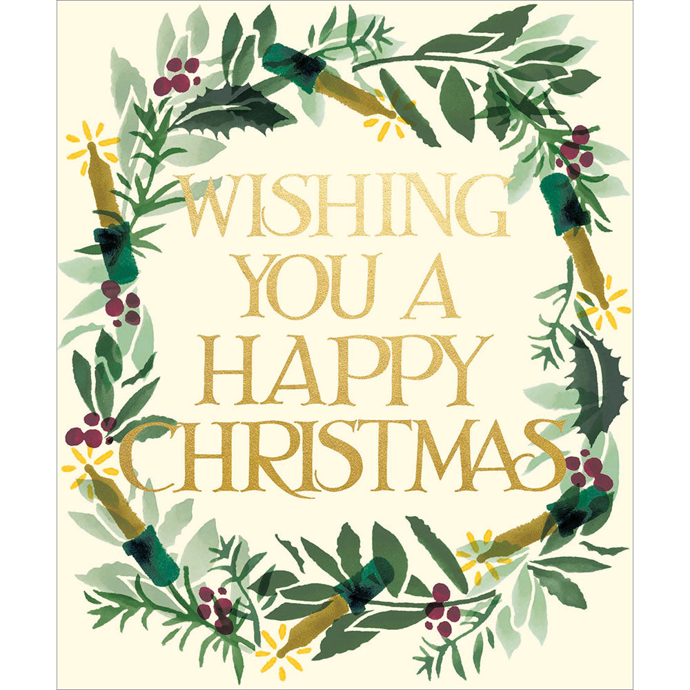 Emma Bridgewater Deck The Halls Wreath Wishing You Happy Christmas Card By Penny Black