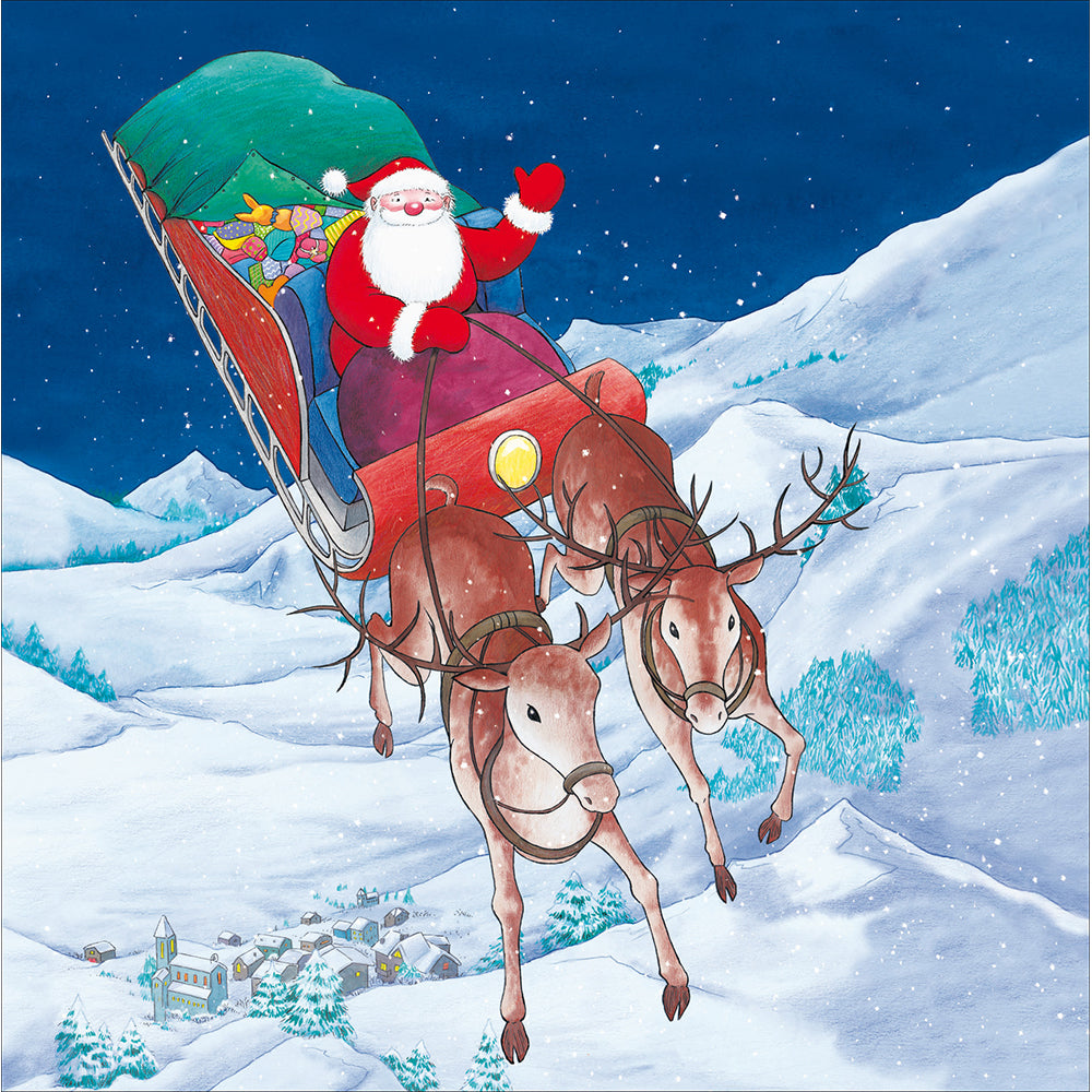 Raymond Briggs Christmas Night Flight Reindeer Card By Penny Black