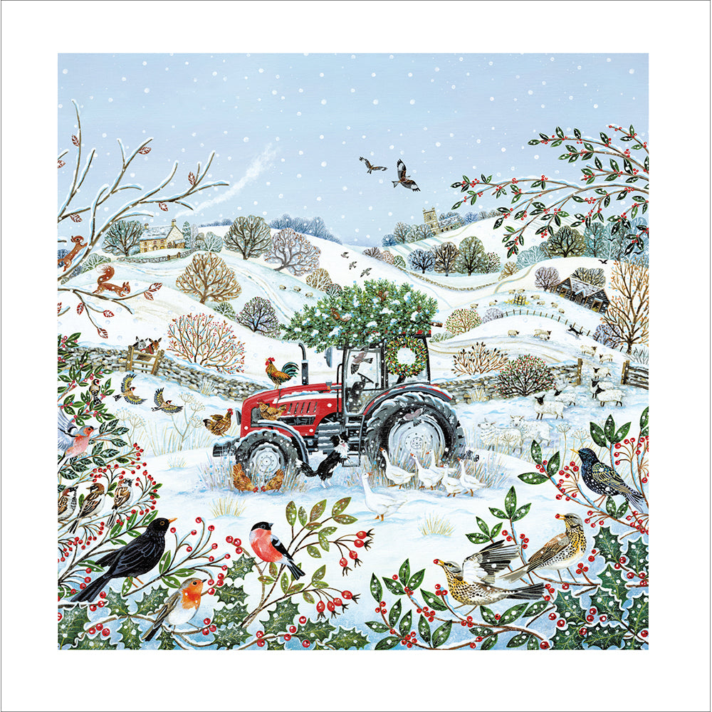 Festive Farm Tractor Christmas Card By Penny Black