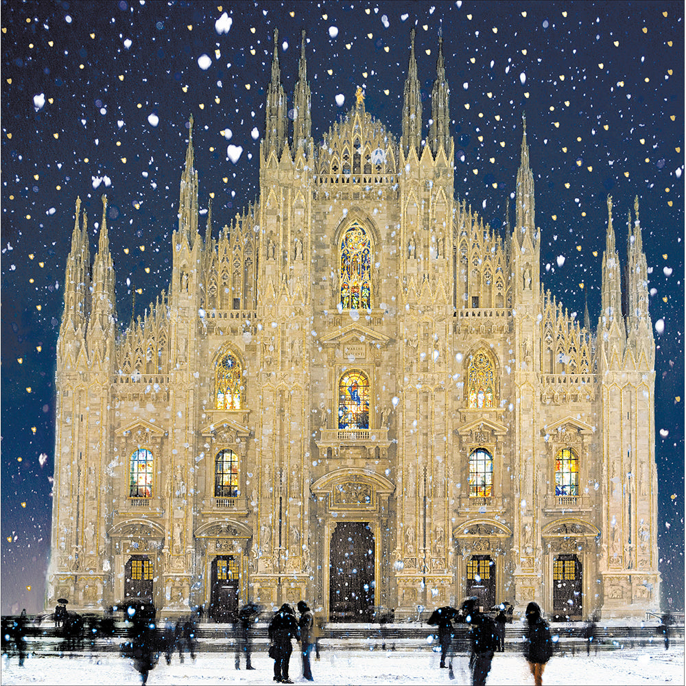 Milan Cathedral In The Winter Snow Christmas Card By Penny Black