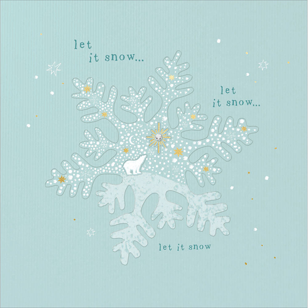 Embellished Snowflake Let It Snow Christmas Card By Penny Black