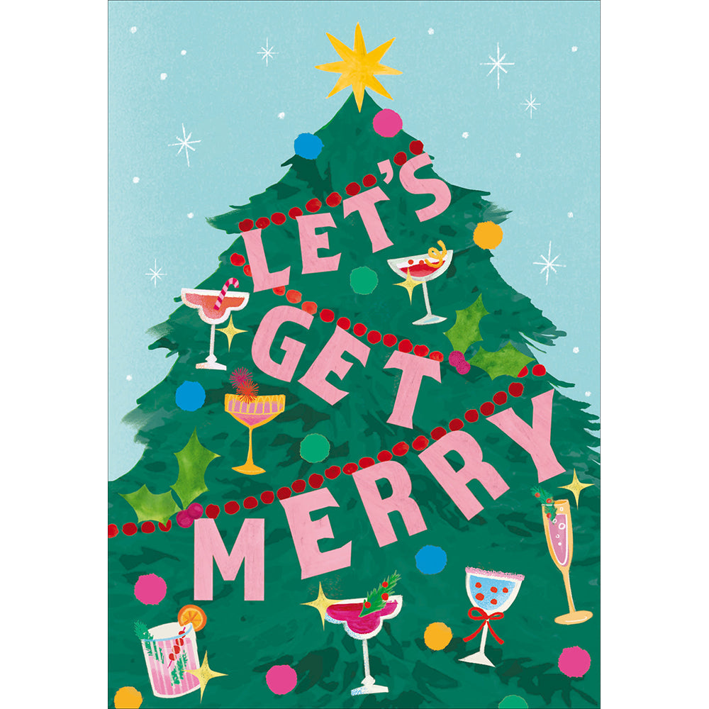 Let's Get Merry Banner Tree Christmas Card By Penny Black